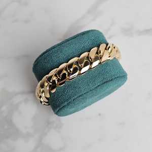 Pulsera Unisex de Eslabones Cubanos de Miami de 18 mm, Chapada en Rodio, Acero Inoxidable, Piedra Moissanita, Estilo Hip-Hop, Diseños de Joyería en Color Dorado - Product Image 4