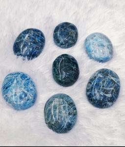 Pierres de paume en apatite bleue pour soulager l'anxiété et le stress, massage - Pierre de paume en agate de qualité AAA, pierre précieuse de guérison originale - Product Image 4