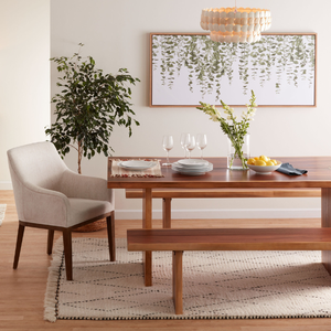 Mesa de Madera Maciza de Suar Moderna de Primera Calidad con Patas de Panel Recto para Uso en el Hogar, Comedor, Hotel y Conferencias - Product Image 1