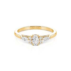 Bague de fiançailles pour femme Jeulia avec diamant taille ovale en argent sterling plaqué rhodium - Product Image 1