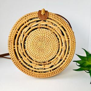 Bulk Wholesale <b>Handbags</b> for Ladies Natural Rattan <b>Handbag</b> Long Strap Crossbody Fashion <b>Accessories</b> Round Bali Summer Bag - Product Image 3