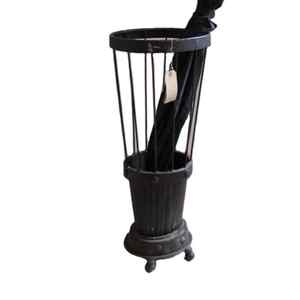 Support de parapluie trépied vintage en métal et teck nouveau porte-parapluie domestique en métal noir fait à la main de qualité supérieure couleur noire 2023 - Product Image 3