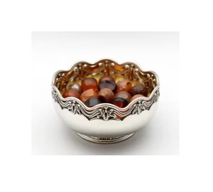 ชามสเตนเลสสตีลโลหะสีเงินคุณภาพระดับพรีเมียมชามสำหรับตกแต่งโต๊ะของหวานและขนมหวานดีไซน์ทันสมัย - Product Image 1