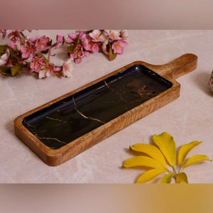 Platos de madera para postres y comida de calidad superior, forma personalizada, tamaño grande con trabajo Meena, Ideal para una cena elegante - Product Image 4