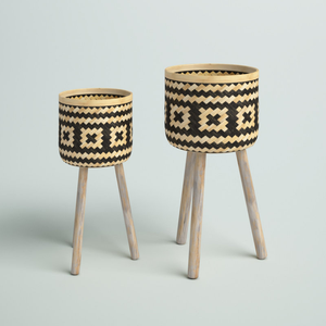 Support de jardin en bambou tissé à la main Kit de décoration pour pot de fleur intérieur/extérieur et couvercle de panier de jardinière pour usage domestique - Product Image 2