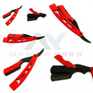 Navaja de Afeitar Recta Roja de Alta Calidad, Plegable, de Acero Inoxidable, Mango Manual, Cuchilla de Repuesto para Afeitar - Product Image 4