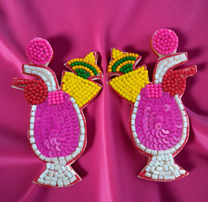 Premium Quality Lightweight Embroidery Drop Earrings for Women and <b>Girls</b> Casual-Formal Wear With Unique Juice <b>Glass</b> Design - Product Image 2