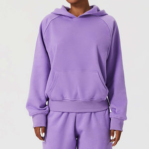 ชุดเสื้อผ้าสองชิ้นโอเวอร์ไซส์ของผู้หญิงเสื้อครอปมีฮู้ดเสื้อครอปแบบมีโลโก้เสื้อครอปแบบปรับแต่งได้เสื้อตัวสั้น - Product Image 3