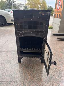 Wood Burning Stove with Oven and Glass <b>Door</b> – Freestanding Cooker <b>Heater</b> with Top Cooking Plate - Product Image 5