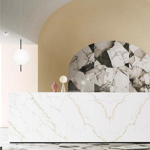 Offre Spéciale haut de gamme or veine Calacatta blanc quartz artificiel pierre dalle comptoir pour cuisine île réception - Product Image 2