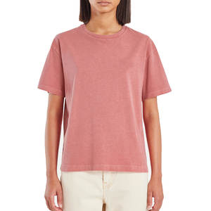 T-shirts en coton délavés à l'acide surdimensionnés élégants pour femmes T-shirts à col rond décontractés à séchage rapide pour vêtements d'été de tous les jours - Product Image 1