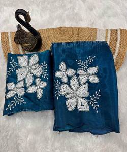 Saree, sari, shari en soie de créateur avec broderie séquentielle détaillée organisée pour les garde-robes ethniques des femmes - Product Image 2