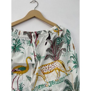 Conjunto de pijama de tela de algodón 100% para mujer, hecho a mano Conjunto de pijama de verano, ropa acogedora, trajes de noche Unisex, pijamas de cintura elástica - Product Image 4