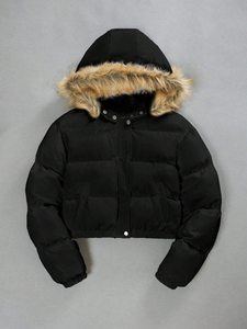 <b>Puffer</b> <b>Jacket</b> <b>Crop</b> Top Embroidered for <b>Women</b> Cold Weather <b>Jacket</b> With Full Customization on Trending - Product Image 2