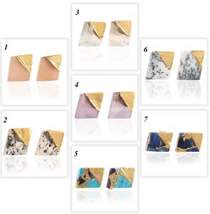 Latest Style Half Gold Electroplated Minimalist <b>Stud</b> <b>Earrings</b> Natural <b>Amethyst</b> February Birthstone Push Back <b>Stud</b> <b>Earring</b> Gift - Product Image 2