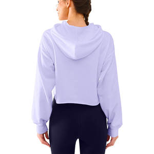 Ropa de calle con logotipo personalizado, sudadera de mujer, pulóver, sudaderas con capucha de gimnasio, Sudadera corta para mujer, conjunto de Top corto informal con capucha para mujer - Product Image 3