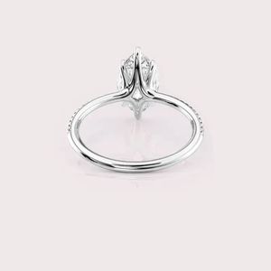 IGI Certified Oval Cut Lab Grown Diamond Engagement - Wedding Ring with Pave Band in Solid 925 Sterling Silver - Product Image 3