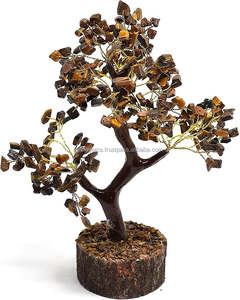 Arbre artisanal en pierre semi-précieuse Œil de tigre (300 pierres), qualité supérieure, naturel, pour la guérison REIKI et le Feng Shui domestique, fait main, vente en gros - Product Image 1