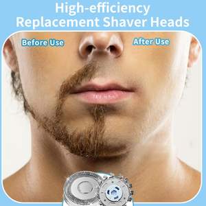 Paquete de 6 cabezales de repuesto de triple cuchilla para afeitadoras eléctricas, impermeables IPX7, lavables, para afeitado facial y corporal, con cepillo de limpieza - Product Image 5