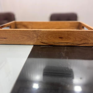 Elegante bandeja rectangular de madera personalizada para servir desayuno en la cama, refrigerios, bebidas, té, café, artesanías de madera en venta. - Product Image 1