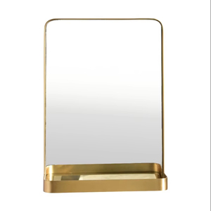 Premium Minimalist Round <b>Bathroom</b> Dressing Wall Mirror with Metal <b>Shelf</b> Home Decorative <b>Stand</b> Mirror for Wedding - Product Image 1