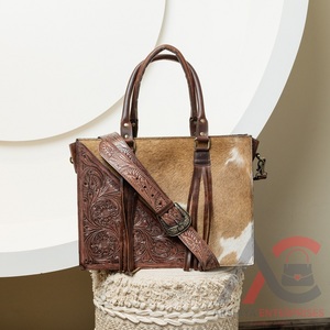 กระเป๋าโท้ทหนังแท้สำหรับผู้หญิงทันสมัยอุปกรณ์มือกระเป๋าถือคาวเกิร์ลหนังวัวผู้หญิงตะวันตกสะพายไหล่คุณภาพสูง - Product Image 2