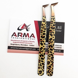 Pince à épiler d'extension de cils en acier inoxydable aspect naturel durable or rose avec d'excellents ventilateurs de revêtement de papier à pointe pointue - Product Image 1