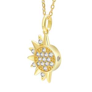 Collier d'amitié Jeulia en argent sterling avec motif soleil céleste - Chaîne géométrique tendance, idéal pour un cadeau - Product Image 2