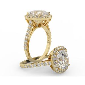 Anillo de Diamantes Premium de 4.00 Quilates, Corte Cojín, Color e Integridad SI IJ, en Oro Rosa/Amarillo/Blanco de 14K, Colección UBSL2 - Product Image 4