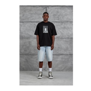 Camisetas de punto 100% algodón para hombre, estilo oversize, estampadas, streetwear, con logo personalizado, largas, tallas grandes, transpirables y de secado rápido. - Product Image 2