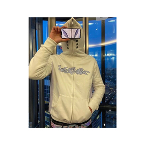 Sudadera con capucha para hombre, de algodón y poliéster, de cara completa, con cremallera, ropa informal, de alta calidad, personalizada, Color claro - Product Image 1