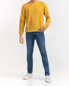Solid Plain Color OEM Custom Winter Anti-Pilling Front Logo Long Sleeve Pullover Crew Neck <b>Jumper</b> <b>Knit</b> Sweater for <b>Men</b> - Product Image 1