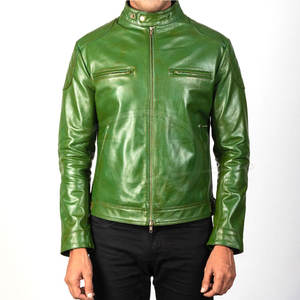 Chaqueta de Cuero Vacuno para Hombre, Talla Grande, Color Sólido, Cuello Alto, Estilo Urbano, Resistente al Viento, Ecológica, para Uso en Exteriores - Product Image 4