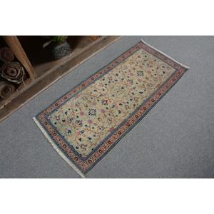 Alfombra de 1.5x3.2 pies, Alfombra Turca Vintage Pequeña, Alfombra de Lana Azul - Product Image 5