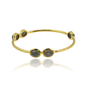 Classic gold plated 925 sterling <b>silver</b> multi stone <b>bangle</b> <b>for</b> <b>women</b> and girl wedding gift jewelry - Product Image 6