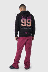 Sweat-shirts à capuche surdimensionnés à fermeture éclair personnalisés avec un motif de flamme 2025, pour hommes, élégants, respirants, personnalisés avec un numéro d'équipe, 100% coton - Product Image 2