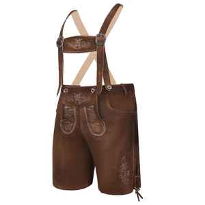 Luxury <b>Brown</b> 100% Cotton Lederhosen Eco-Friendly Quick Dry Breathable High Street Style Mid-Waist <b>Shorts</b> Traditional Stitch - Product Image 4