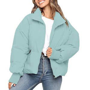 OEM Wholesale Winter Coats <b>Jackets</b> For Women Polyester Breathable Padded Breathable Custom Logo Printed Knitted Winter Puffer - Product Image 1