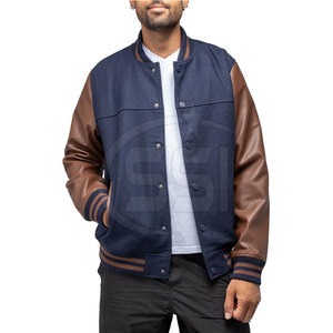 New Design Solid Color Men's Winter Letterman <b>Jacket</b> with Stand Collar and Front Logo Quick Dry & Breathable Streetwear - Product Image 3