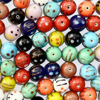 Haute céramique perleads12mm fleur, 10pcs perles de verre florales rondes perles indiennes fabrication de bijoux de mode