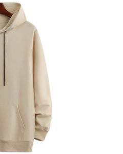 Sudadera con Capucha Beige Lisa Unisex, Sudadera Informal de Forro Polar con Capucha y Bolsillo Tipo Canguro, Ropa de Calle Abrigada para Invierno - Product Image 2