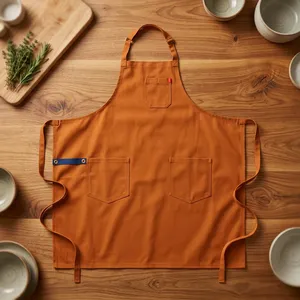 Delantal Clásico Resistente sin Mangas, de Lona Naranja, Reutilizable, Duradero, con Múltiples Bolsillos, para Uso Diario - Product Image 1