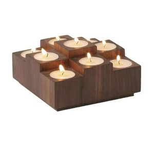 Support de cône bougeoir en bois naturel pour la décoration intérieure chandeliers de table de fête de mariage bougeoir - Product Image 6