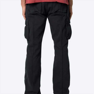 Pantalon Cargo évasé à la mode pour hommes Matériau durable et respirant Lavage de couleur Taille droite Plat pour tenue décontractée Entrejambe tombant - Product Image 4