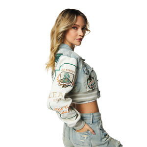 Chaqueta Universitaria Corta de Alta Calidad para Mujer con Logotipo Personalizado, Chaquetas Universitarias, Chaqueta de Béisbol Universitaria para Mujer - Product Image 6