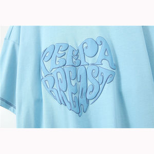 Logotipo personalizado 3D Puff impresión al por mayor camiseta de peso pesado 100% algodón de gran tamaño Puff impresión camiseta para hombres - Product Image 5