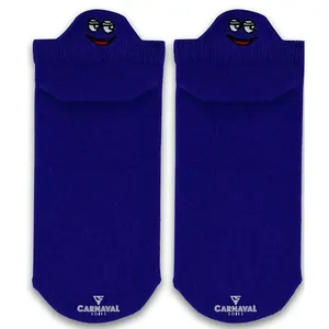 Embroidered Navy Blue for Emoji Patterned <b>Breathable</b> <b>Socks</b> for Daily Use - Product Image 1