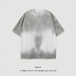 เสื้อยืดคอกลมสำหรับผู้ชายเสื้อยืดสีสเปรย์ซักสำหรับทุกเพศเสื้อยืดวินเทจโอเวอร์ไซส์สำหรับ270GSM - Product Image 2