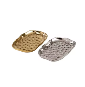 Bandejas de servicio de metal de forma larga Plato de diseñador hecho a mano de calidad premium Bandejas de chocolate de Venta caliente con estilo clásico Tendencia superior - Product Image 3