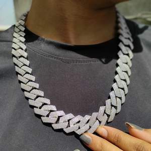 Collier chaîne cubaine en moissanite glacée de luxe plaqué rhodium Bijoux hip-hop orthodoxes brillance VVS Fête et cadeau - Product Image 2